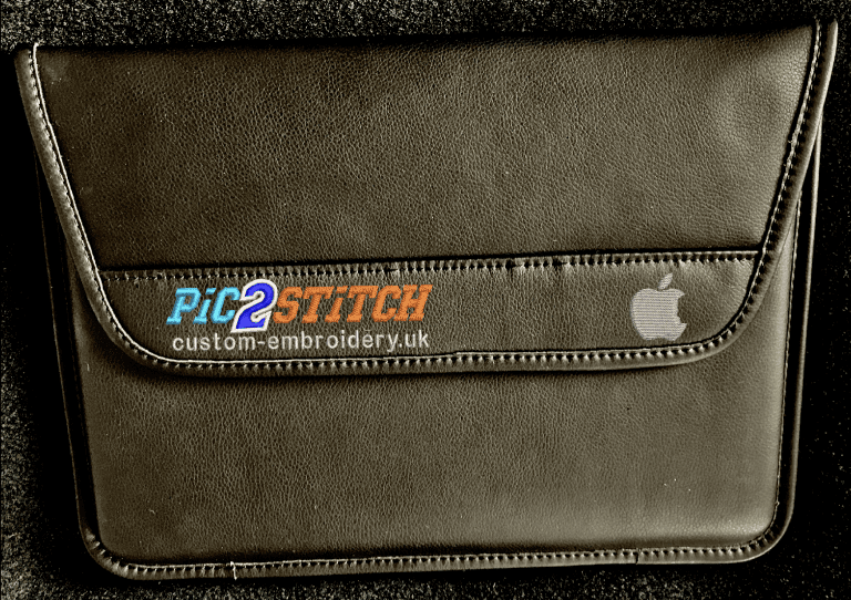 Leather laptop MacBook case embroidered embroidery