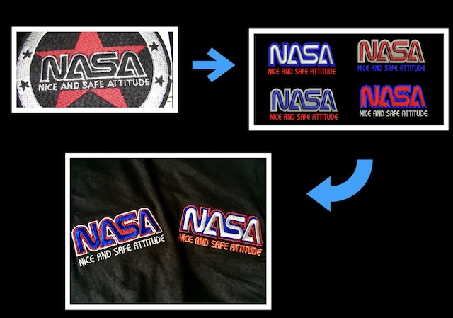 NASA Nice and safe attitude, custom embroidery