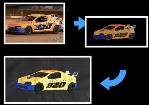 Banger racing car embroidered