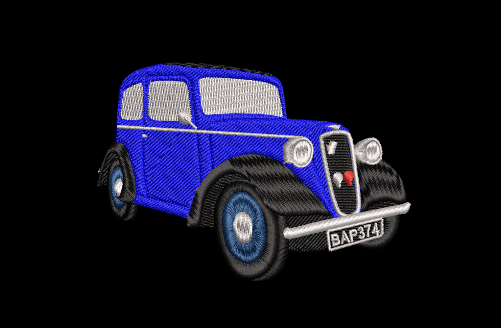 Austin 7 seven embroidery